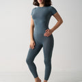SculptForm Seamless Tee & Leggings Set in Blue Crystal