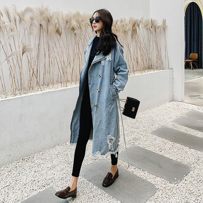 Lumen Denim Retro Trench Coat