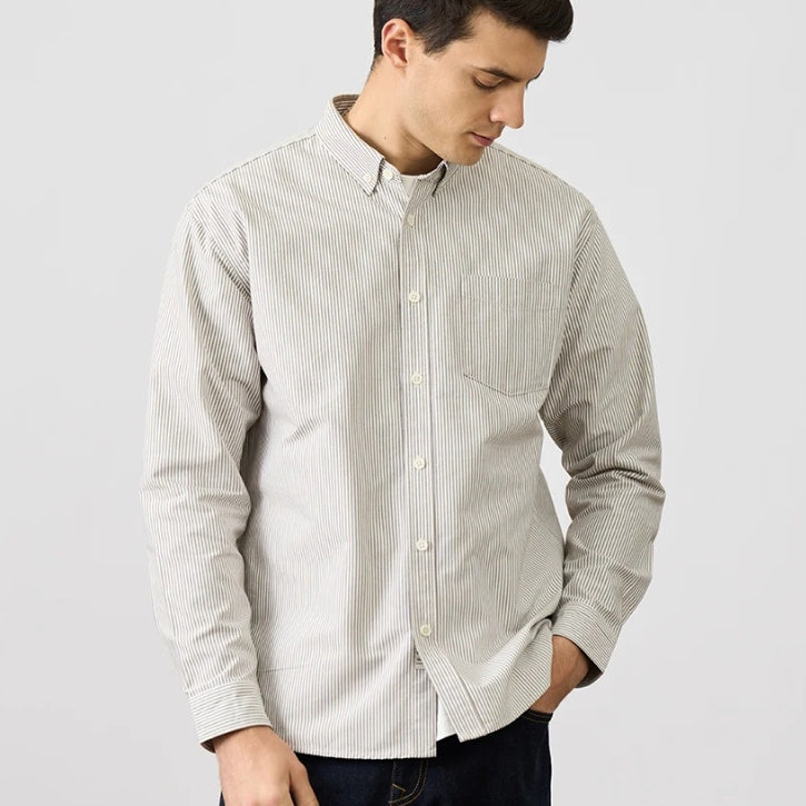 Metro Men's Long-Sleeve Striped Vintage Shirt