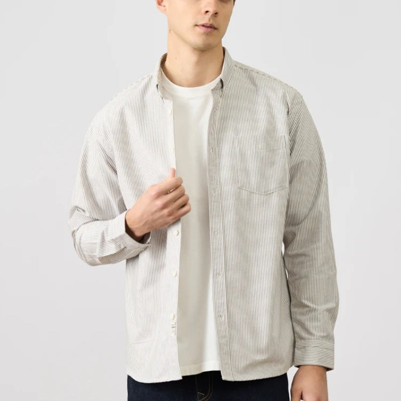 Metro Men's Long-Sleeve Striped Vintage Shirt