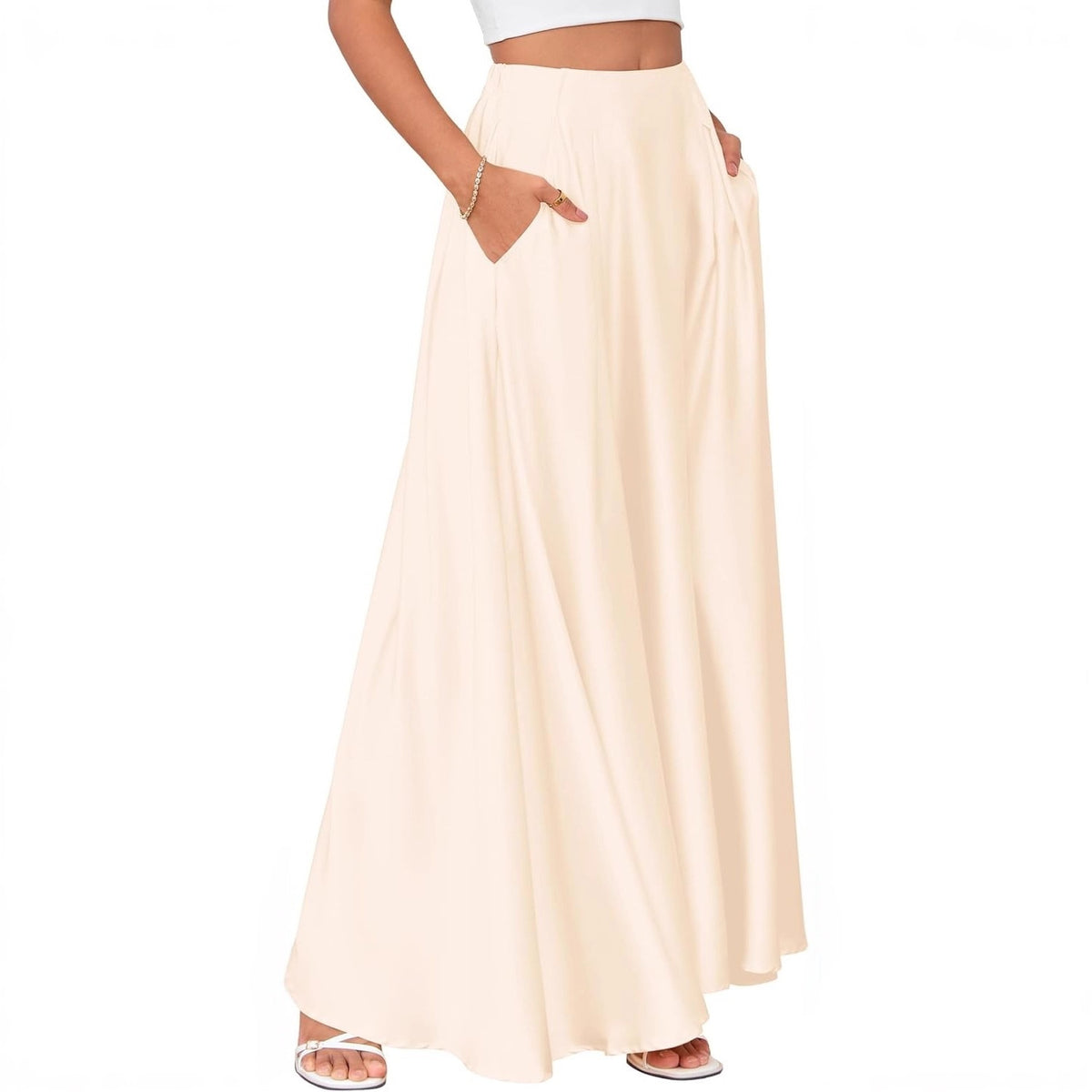 Sway Satin High-Waist Maxi Midi Skirt