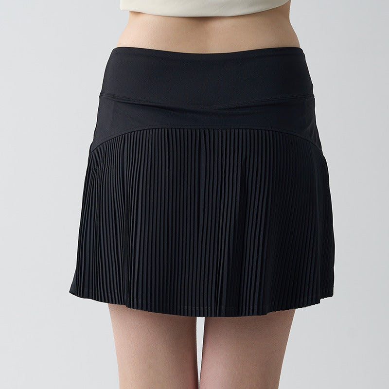 Rally Pleated Tennis Skirt with Liner in Black