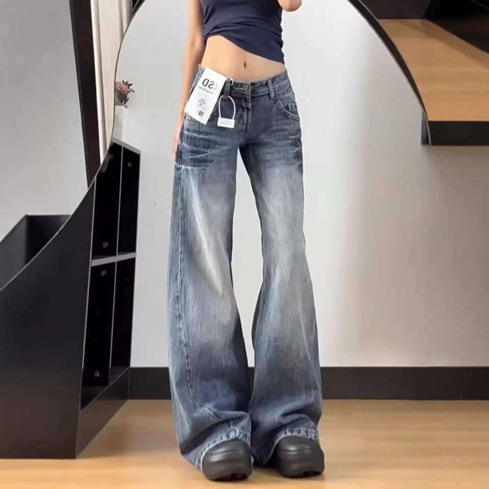 Indigo Loose Straight-Leg Jeans, view 5