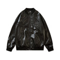 Halo Faux-Leather Leather Relaxed Varsity Jacket