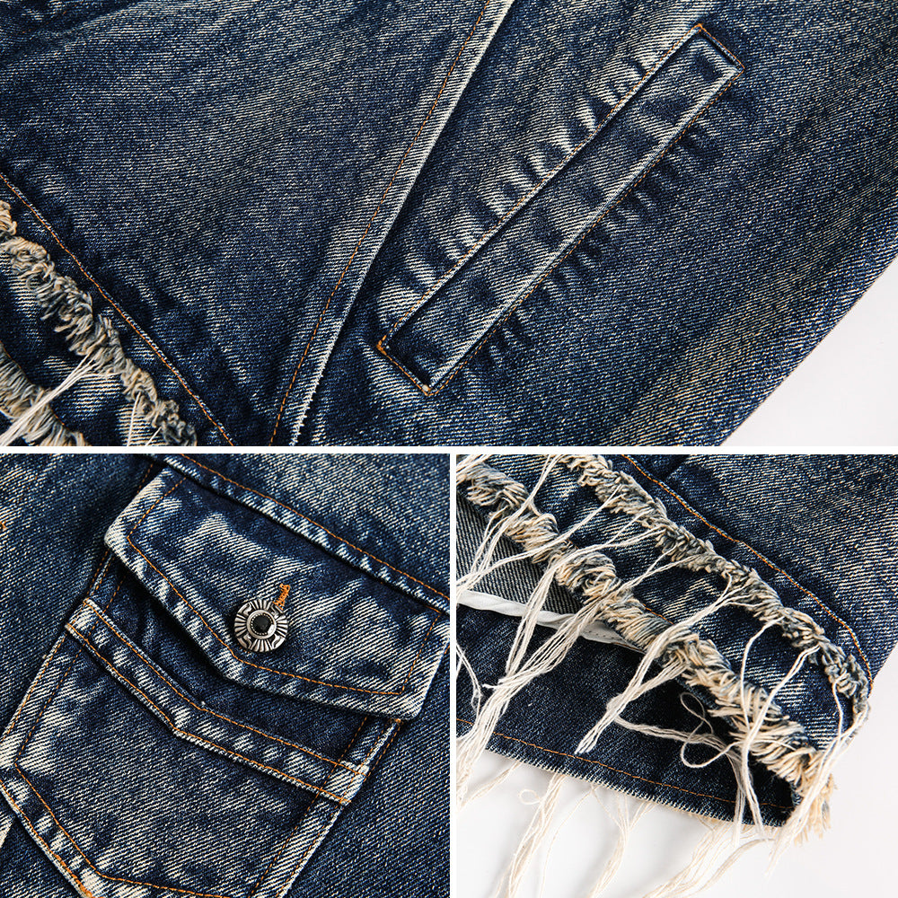 Indigo Denim Washed Cargo Pants