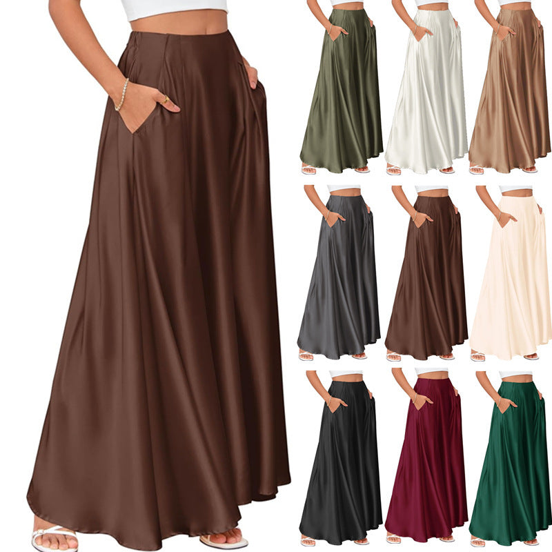 Sway Satin High-Waist Maxi Midi Skirt