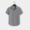Metro Men's Cotton Short-Sleeve Solid Linen Shirt