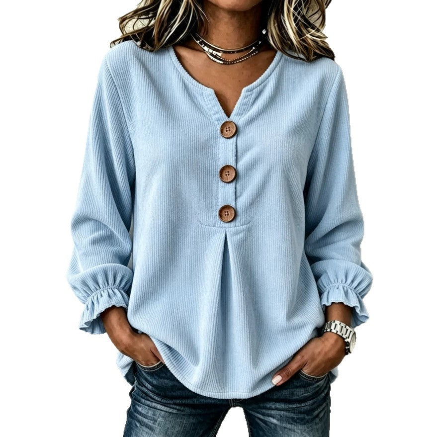 Aurelia Corduroy Long-Sleeve Blouse