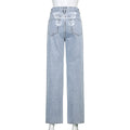 Indigo Straight Printed Washed Jeans