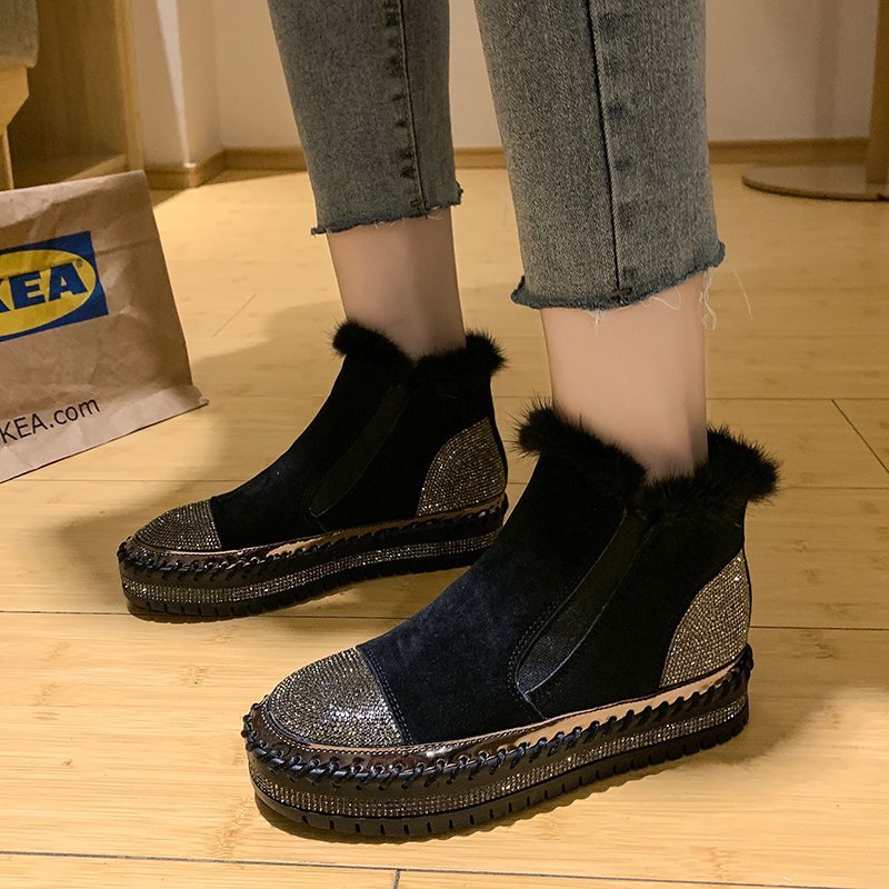 Stride Platform Rhinestone Ankle Boots