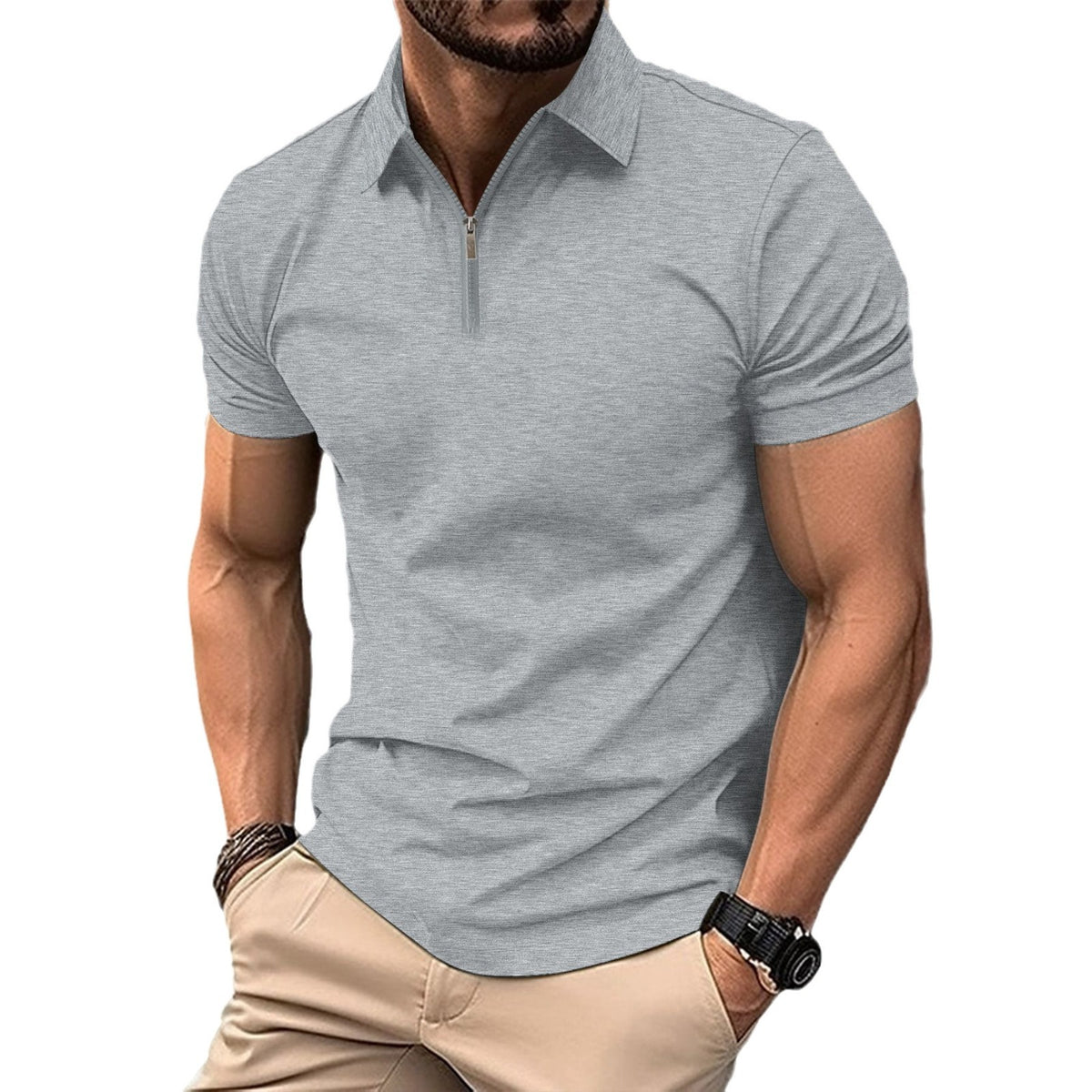 Metro Men's Zip Lapel Top