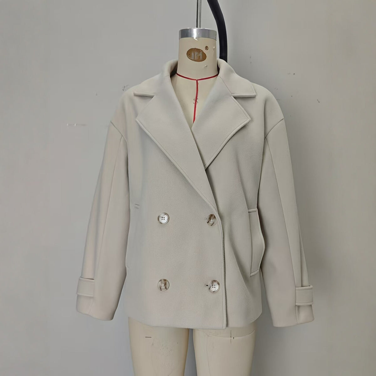 Lumen Short Double-Breasted Wool Coat