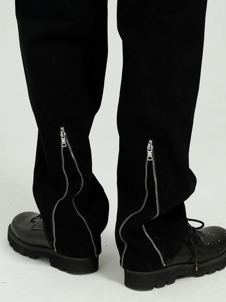 Indigo Relaxed Straight Zip Jeans