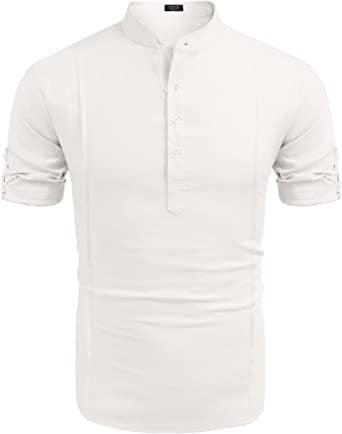 Metro Men's Linen Short-Sleeve Henley Shirt