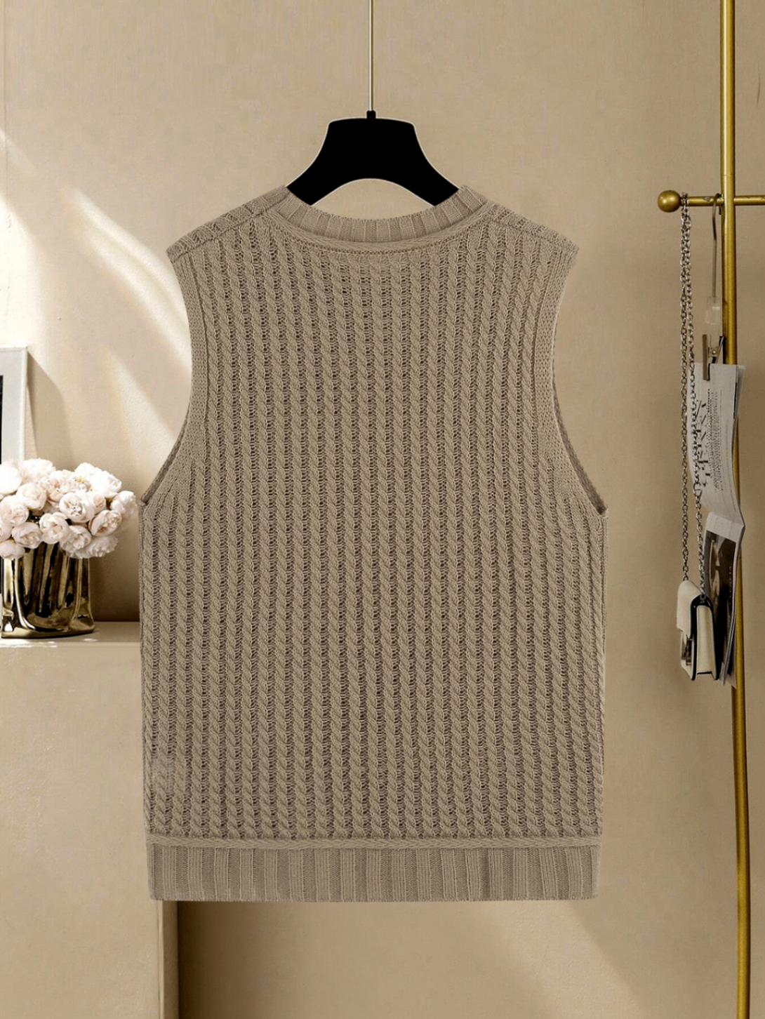 Hearth Acrylic Cable-Knit Crew-Neck Sweater Vest