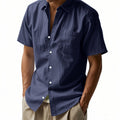 Metro Men's Short-Sleeve Solid Linen Shirt
