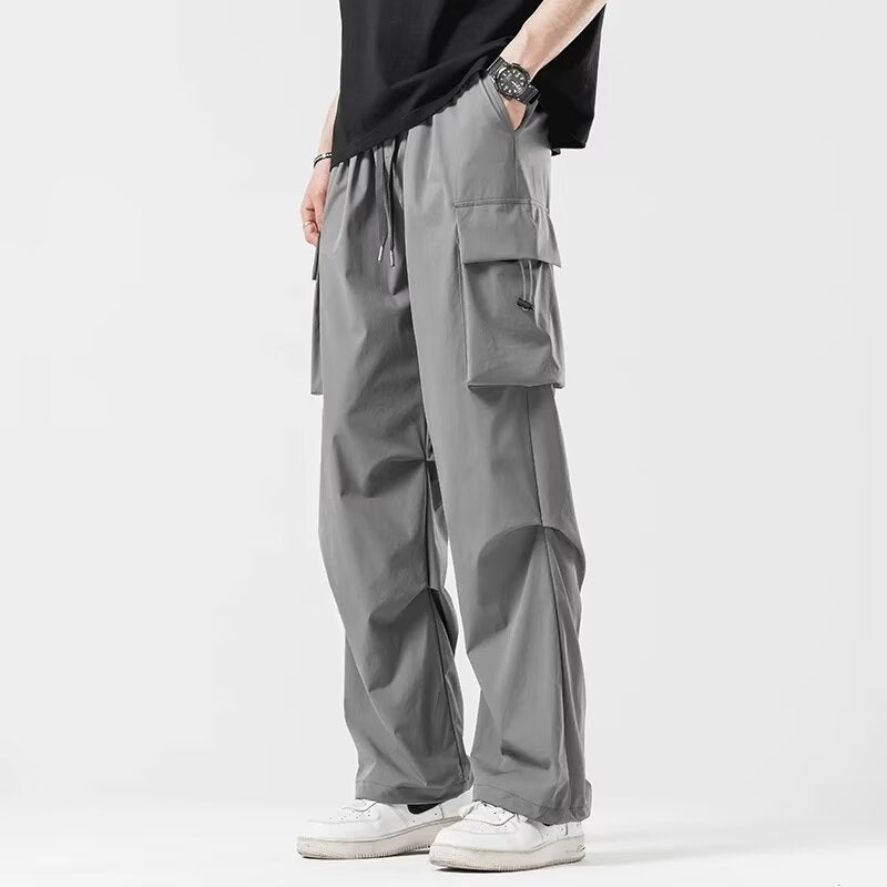 Rover Men's Relaxed Wide-Leg Straight Cargo Pants