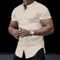 Metro Men's Stand-Collar Solid Henley Shirt