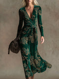 Nova Long-Sleeve V-Neck Maxi Dress