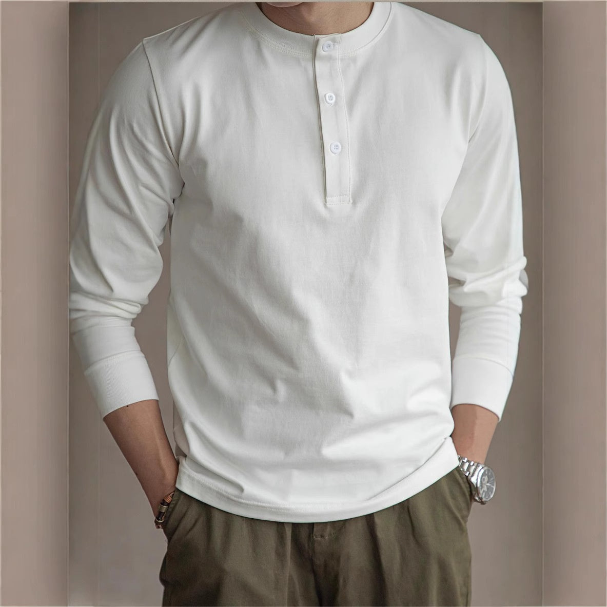 Metro Men's Cotton Slim Retro Henley Shirt