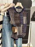 Hearth Knit Colour-Block Retro Vest