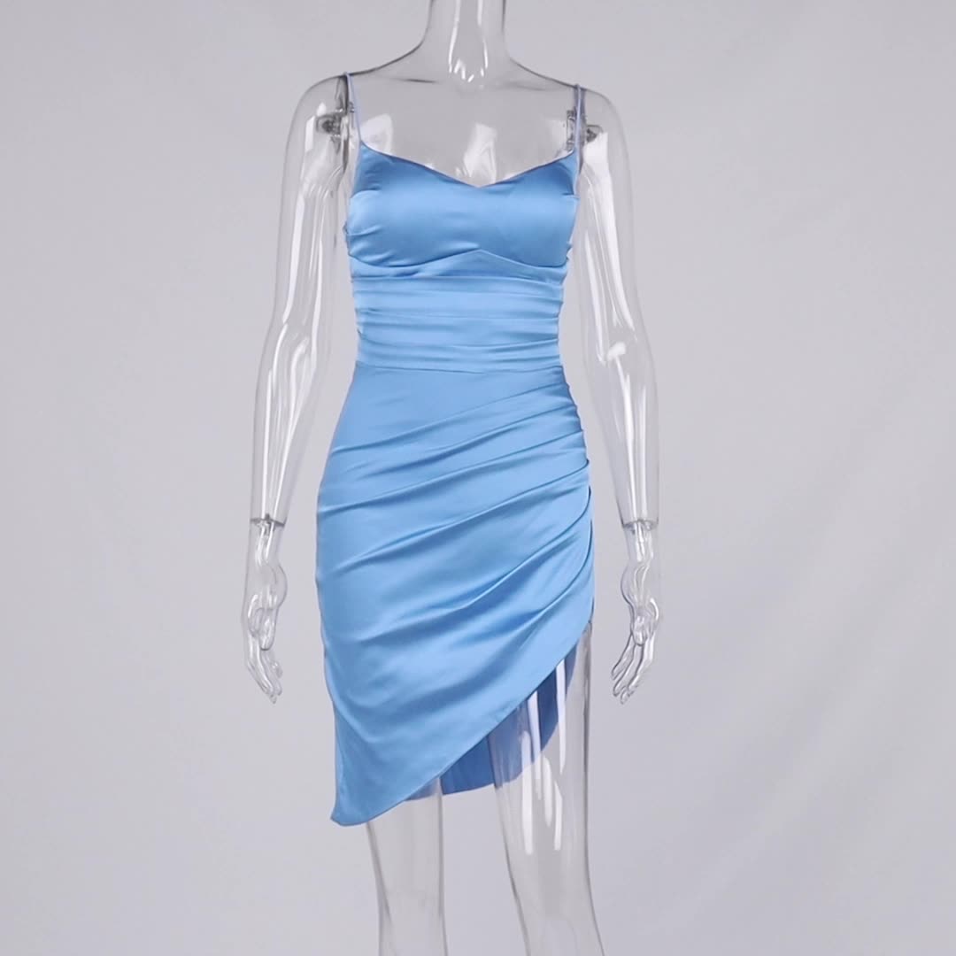 Sway Satin Pleated V-Neck Midi Skirt