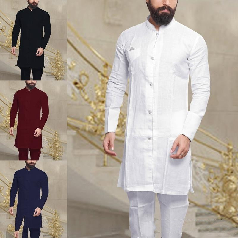 Metro Men's Linen Long Button Shirt