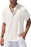Metro Men's Linen Short-Sleeve Henley Shirt