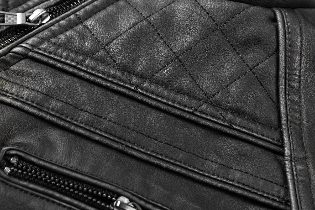 Halo Men's Faux-Leather Leather Vintage Biker Jacket
