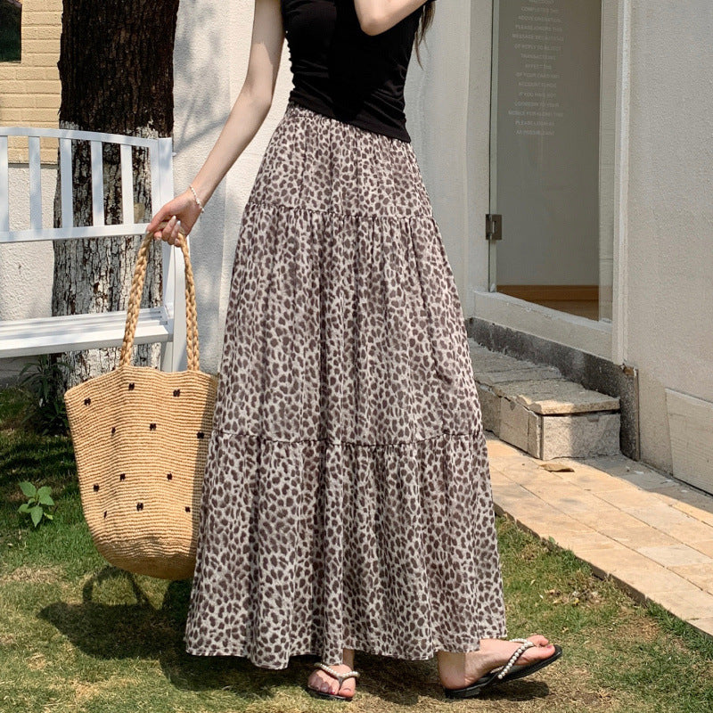Nova Leopard Printed Vintage Midi Dress