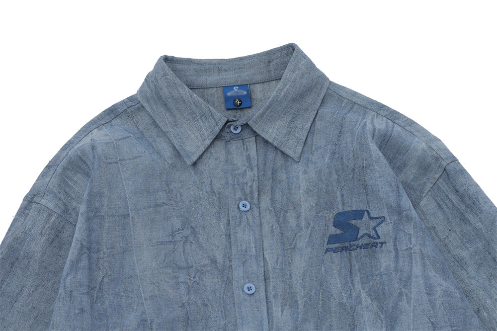 Metro Men's Linen Cotton Embroidered Shirt