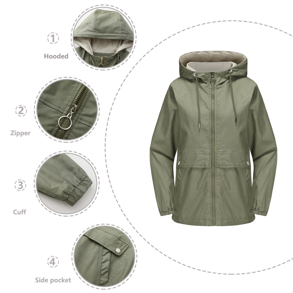 Lumen Hooded Solid Trench Coat