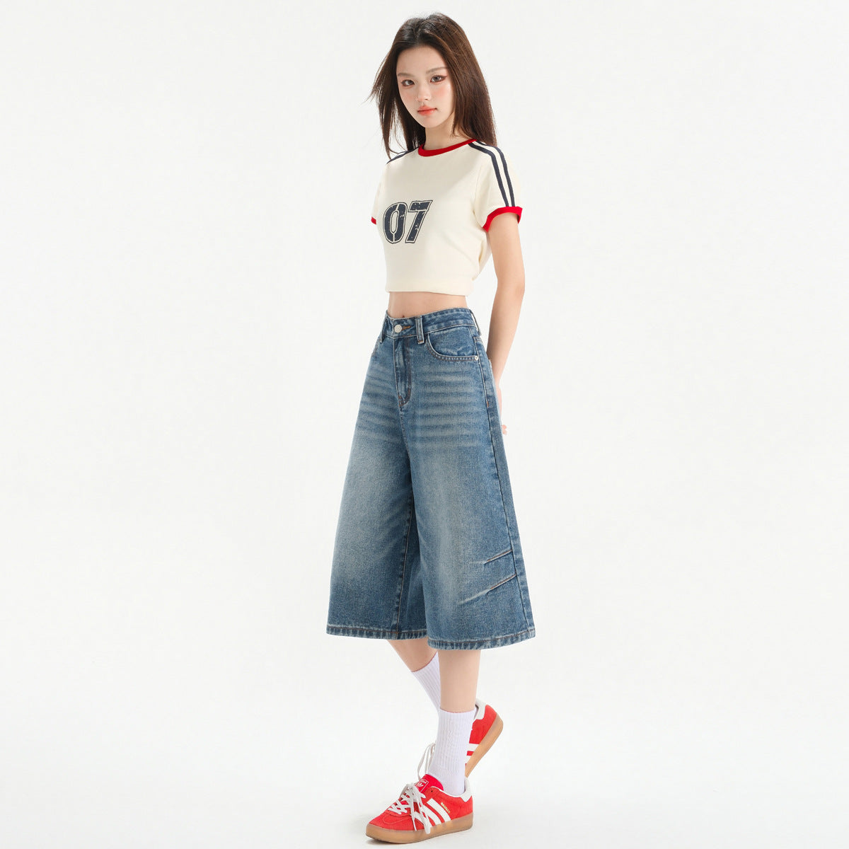 Indigo Upton Wide-Leg Jeans