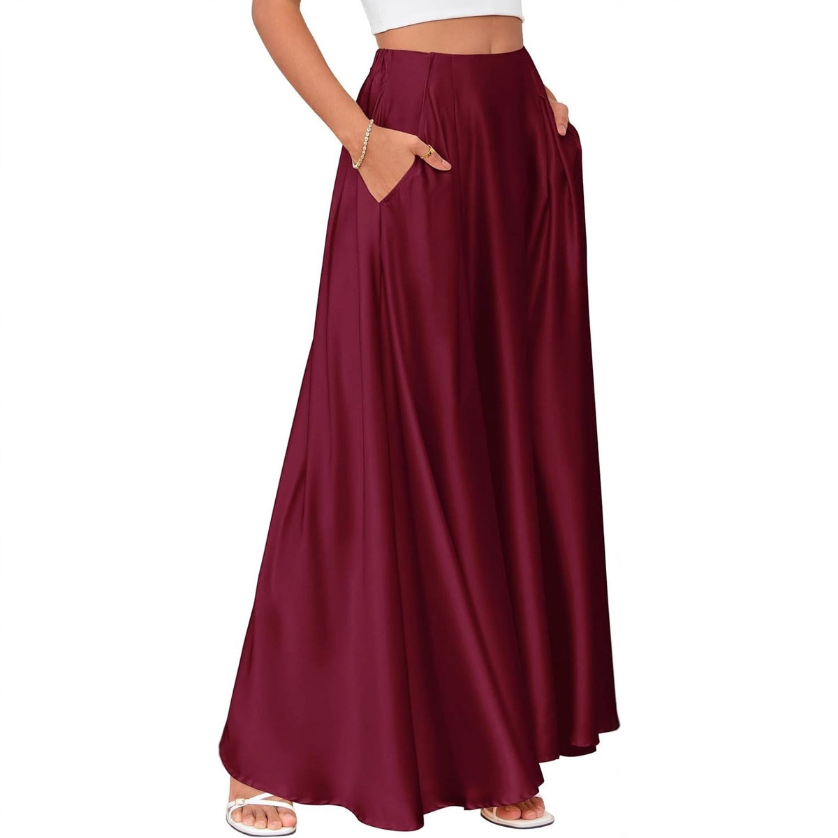 Sway Satin High-Waist Maxi Midi Skirt
