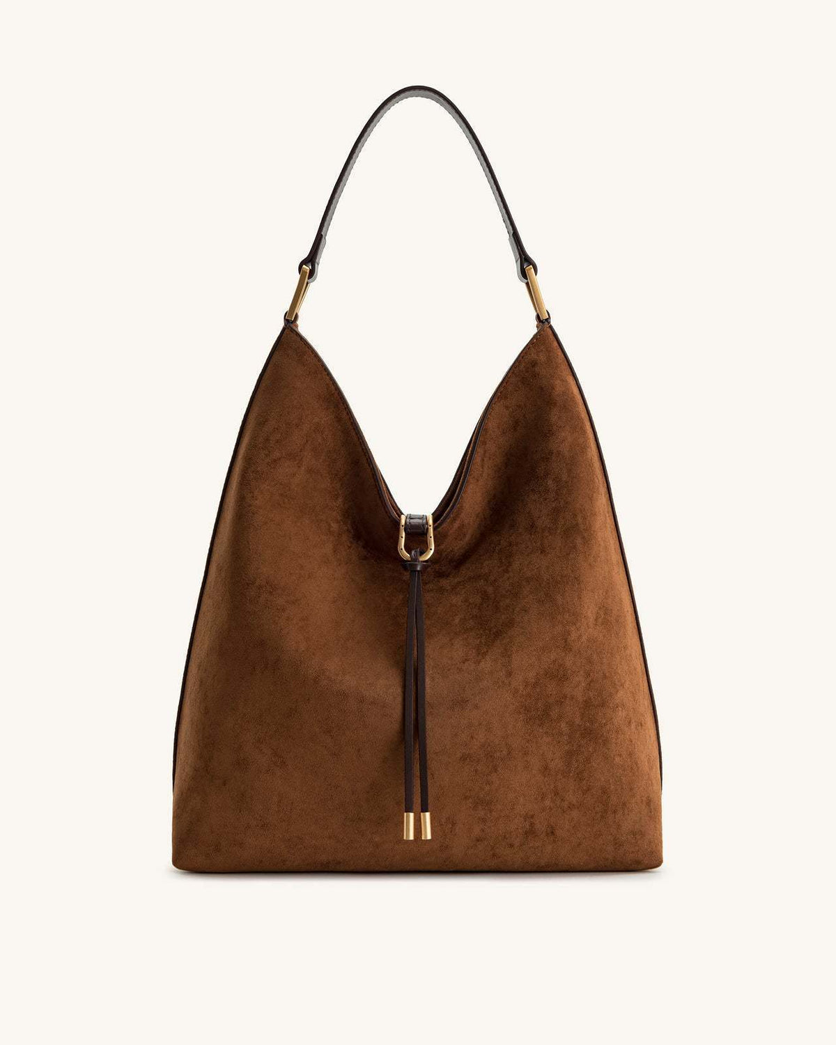 Slouchy hobo shoulder bag in brown velvet