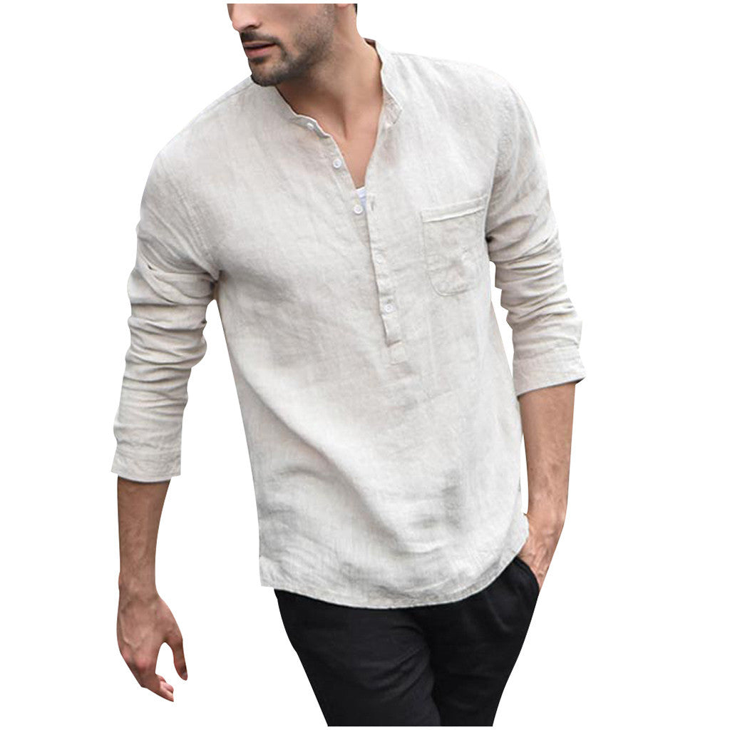 Metro Men's Linen Button Vintage Shirt