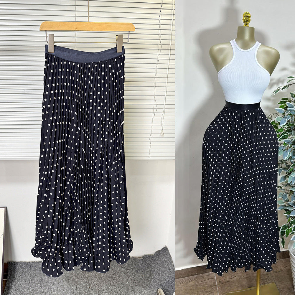 Sway Pleated Polka-Dot Skirt
