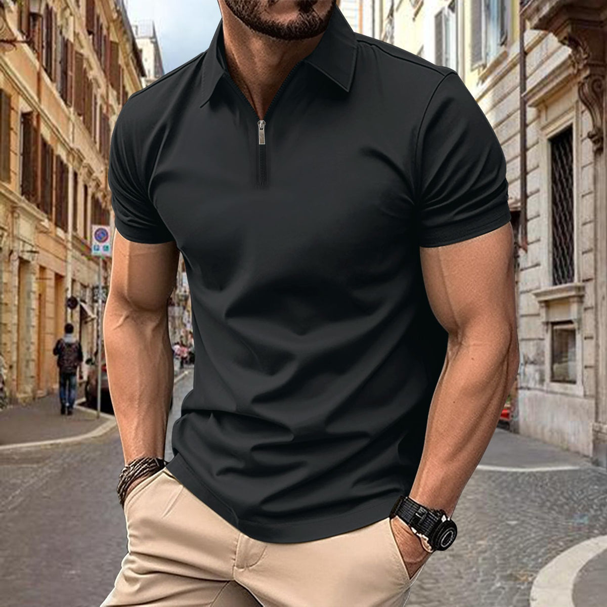 Metro Men's Zip Lapel Top