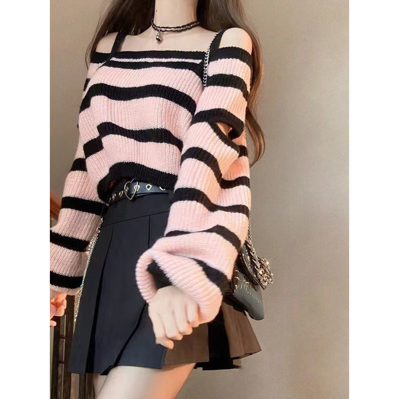 Sway Pleated Striped Sweater