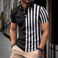 Metro Arden Men's Lapel Striped Polo Shirt