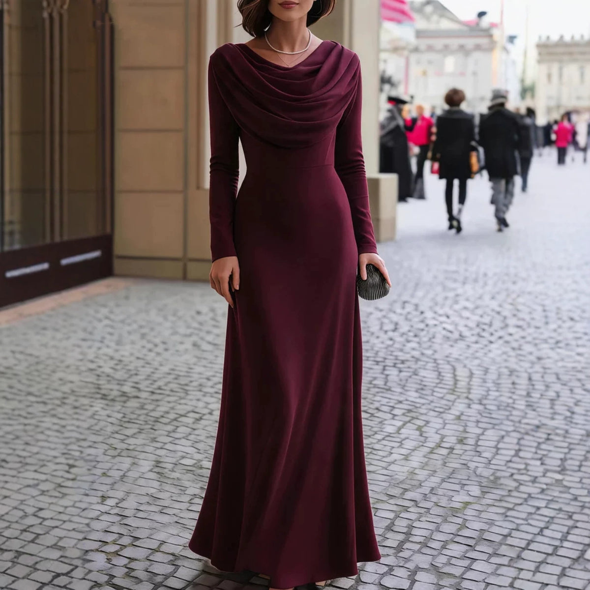 Nova Long-Sleeve Halter Maxi Dress