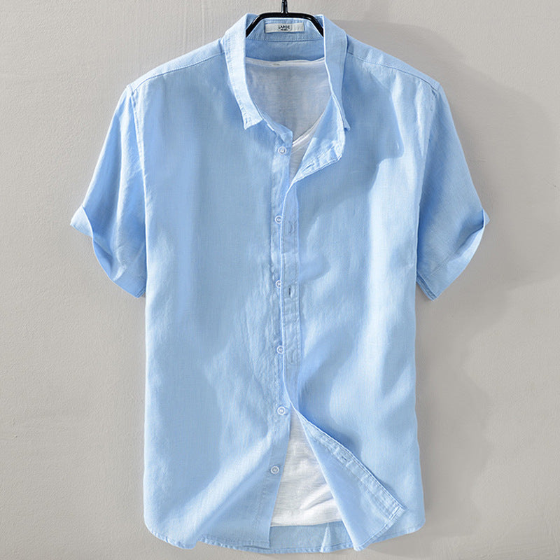 Metro Men's Short-Sleeve Breathable Linen Shirt