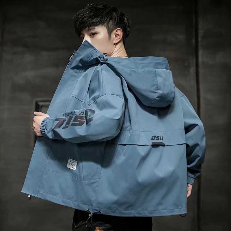 District Men's Denim Hooded Windbreaker