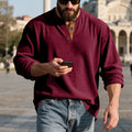 Metro Men's Corduroy Long-Sleeve Retro Henley Shirt