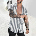 Metro Men's Linen Lapel Striped Cardigan
