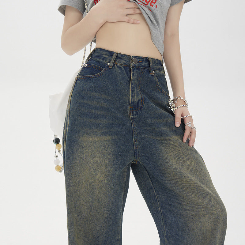 Indigo Striped Straight Jeans