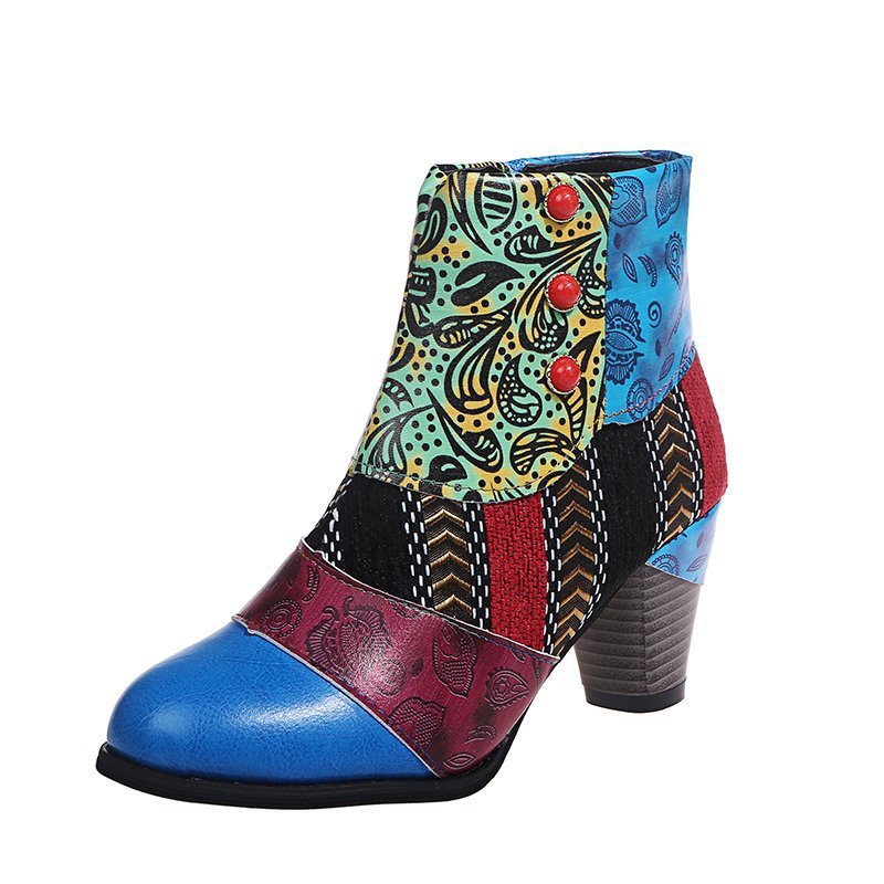 Stride Chunky Zip Printed Ankle Boots