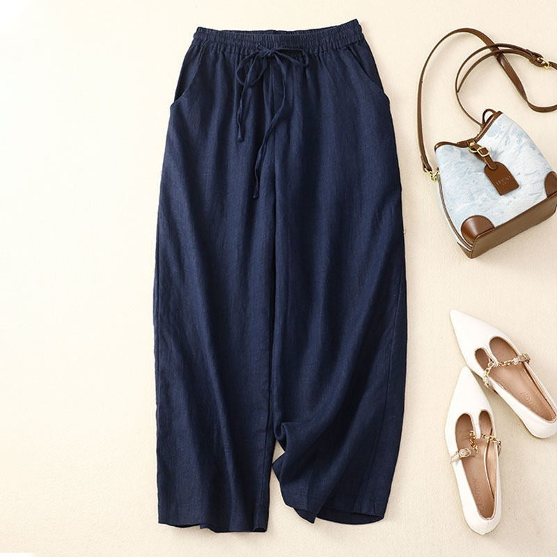 Flow Linen Cotton Cropped Wide-Leg Trousers