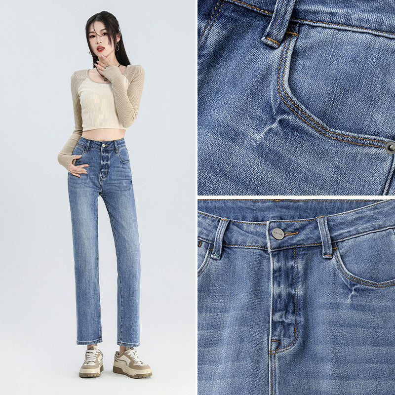 Indigo Cropped Straight Jeans