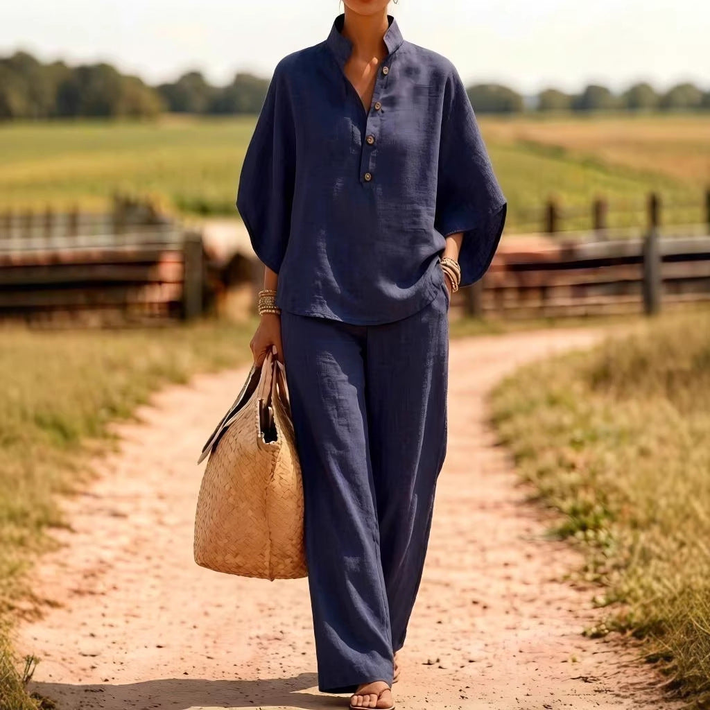 Flow Linen Wide-Leg Two-Piece Set